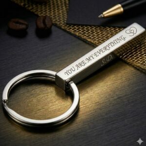 Premium 3D Stainless Steel Bar Keychain